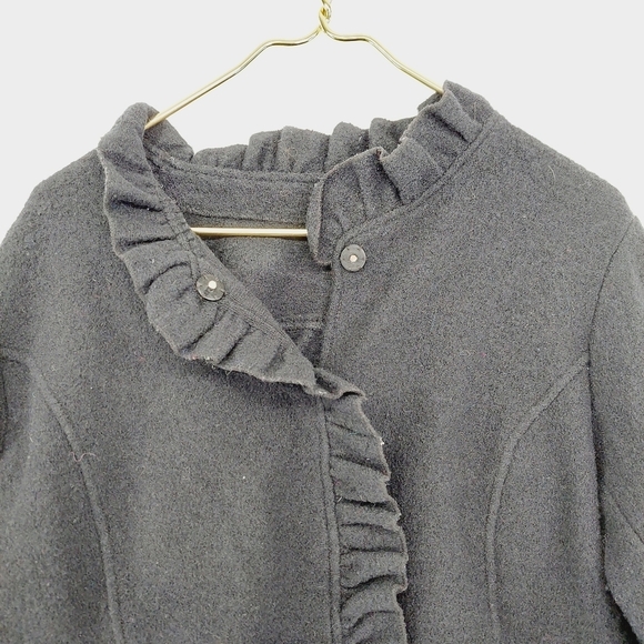 Saks Fifth Avenue Gray Wool Dry Clean Ruffled Sweater 3008 - Picture 2 of 8